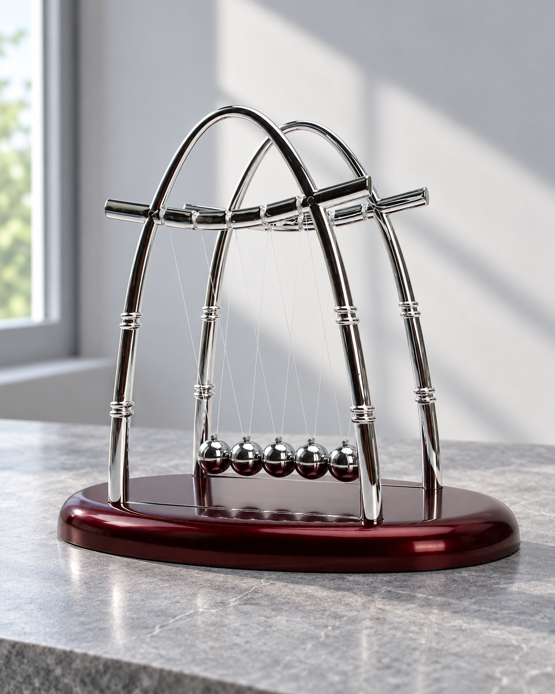 Arched Newton's Cradle