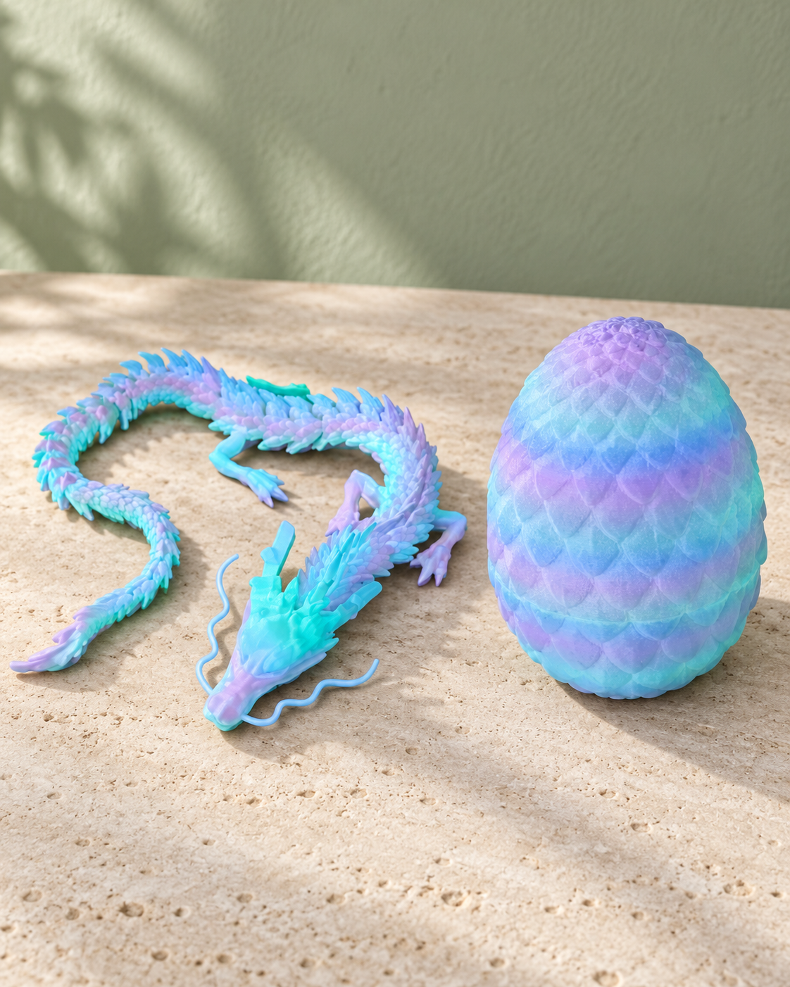 Articulated Dragon and Egg: Pastel blue-purple