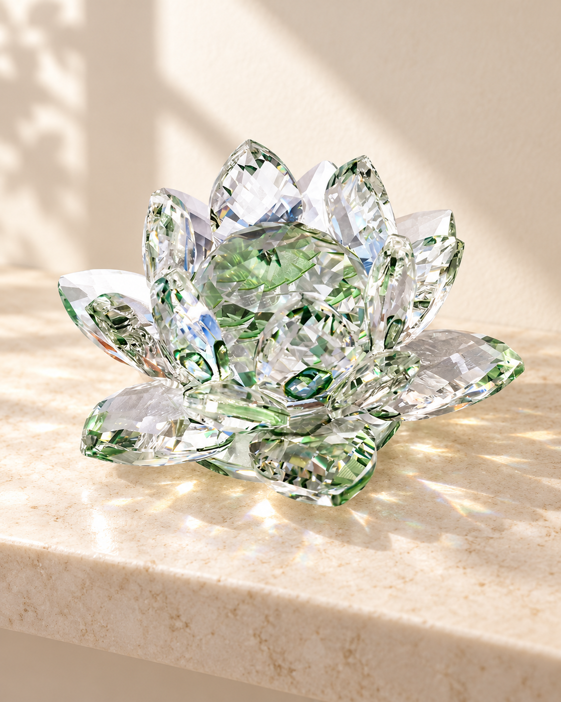 Faceted Lotus Ornament: Green