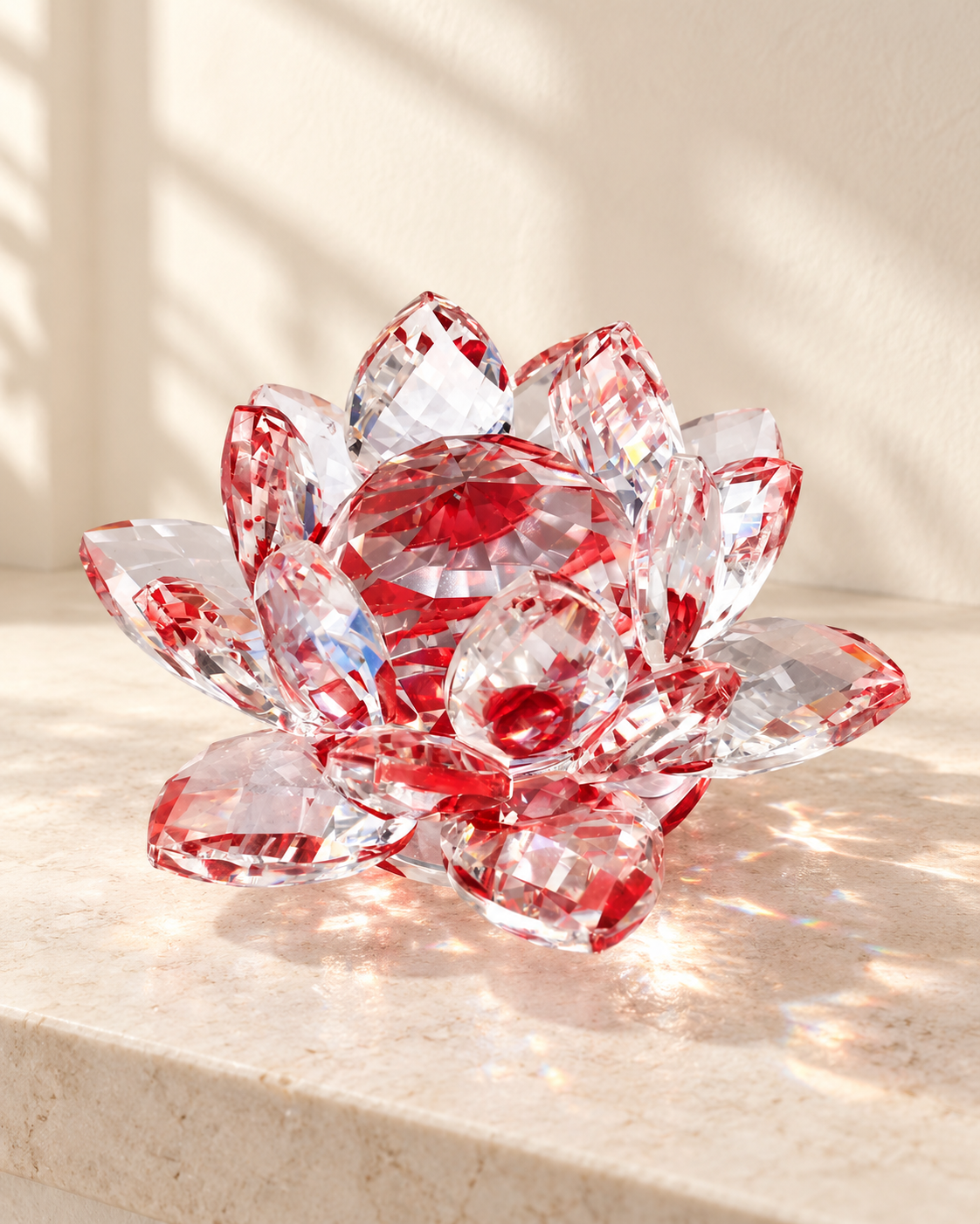 Faceted Lotus Ornament: Red