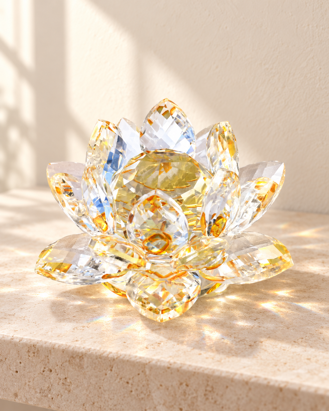 Faceted Lotus Ornament: Yellow