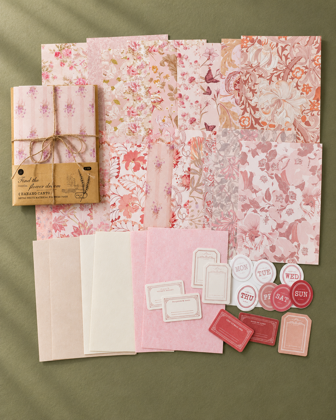 Pink Floral Collage Paper Pack