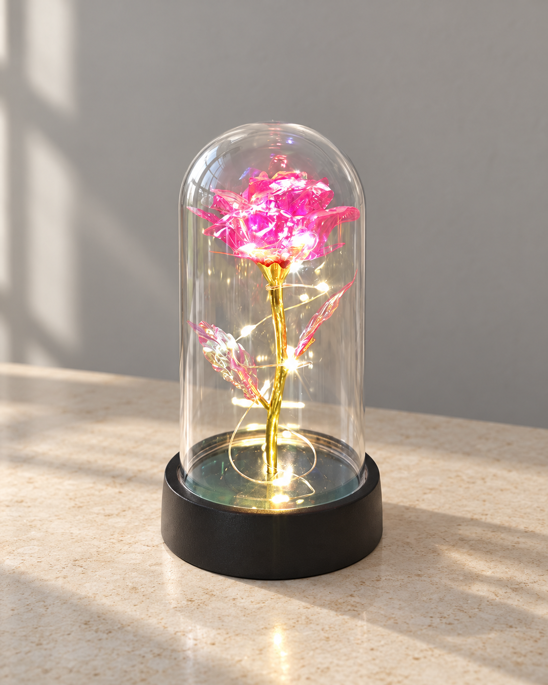 Pink / warm lights rose display
