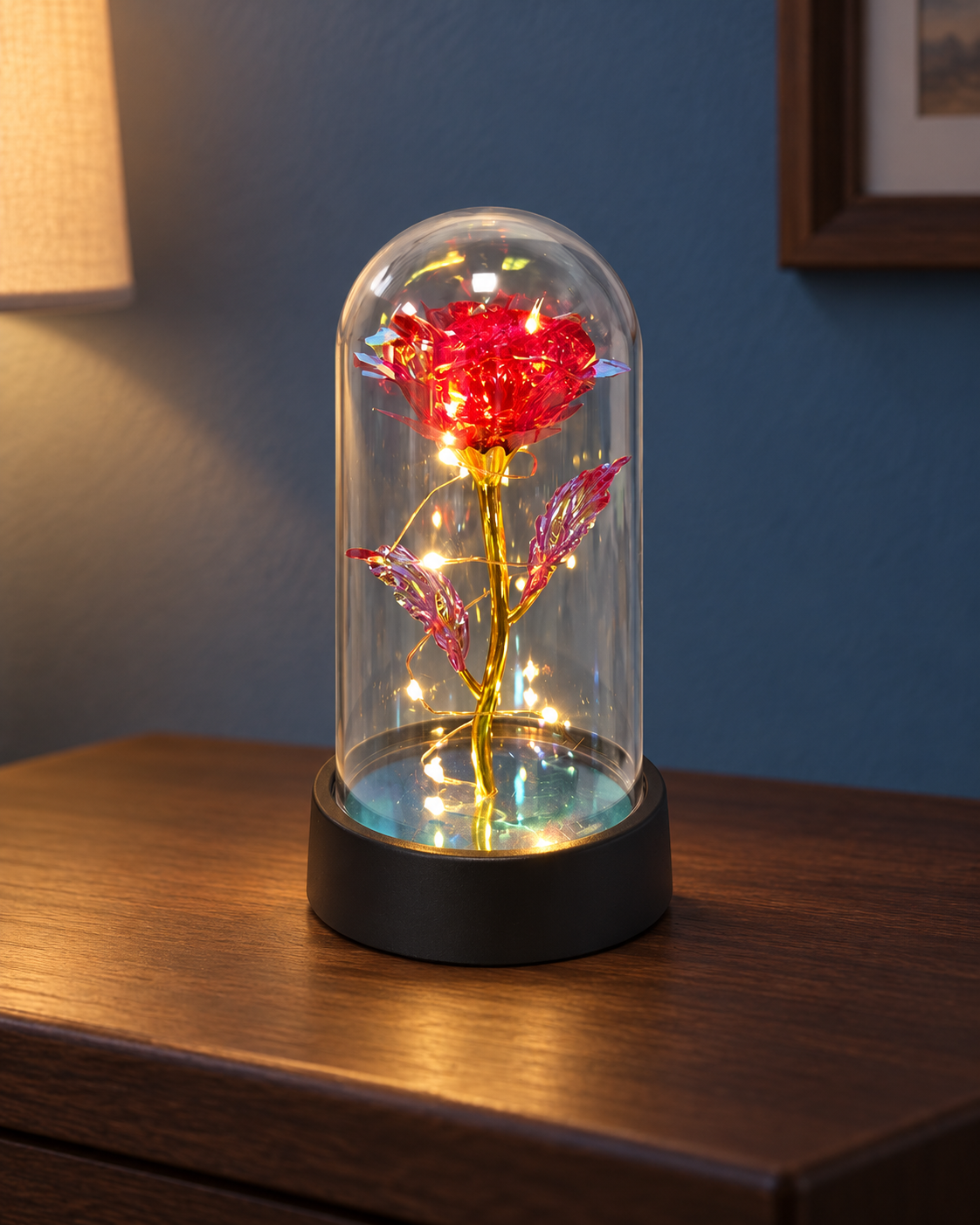 Light-Up Rose Display: Red / warm lights