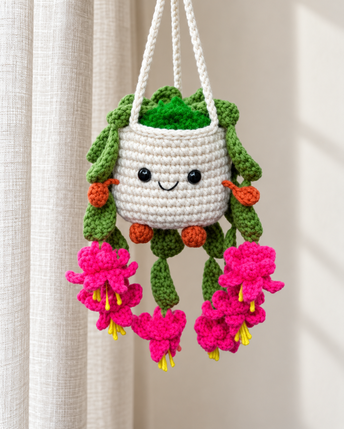 Smiling Crochet Flower Hanger